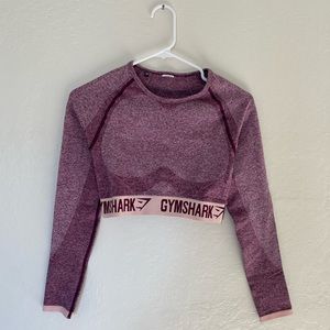 Gymshark Flex Long Sleeve Crop Top - Dark Ruby/Blush Nude